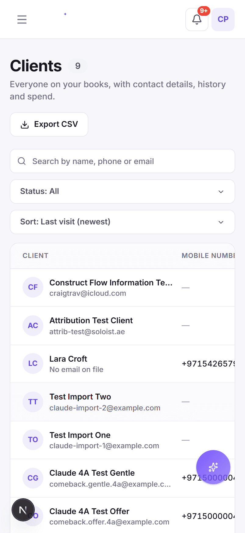 The Soloist clients list on iPhone